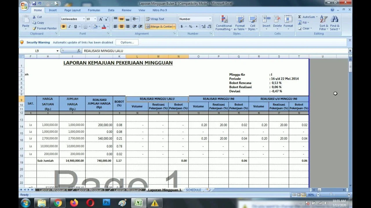 estimasi progres kemajuan fisik bangunan