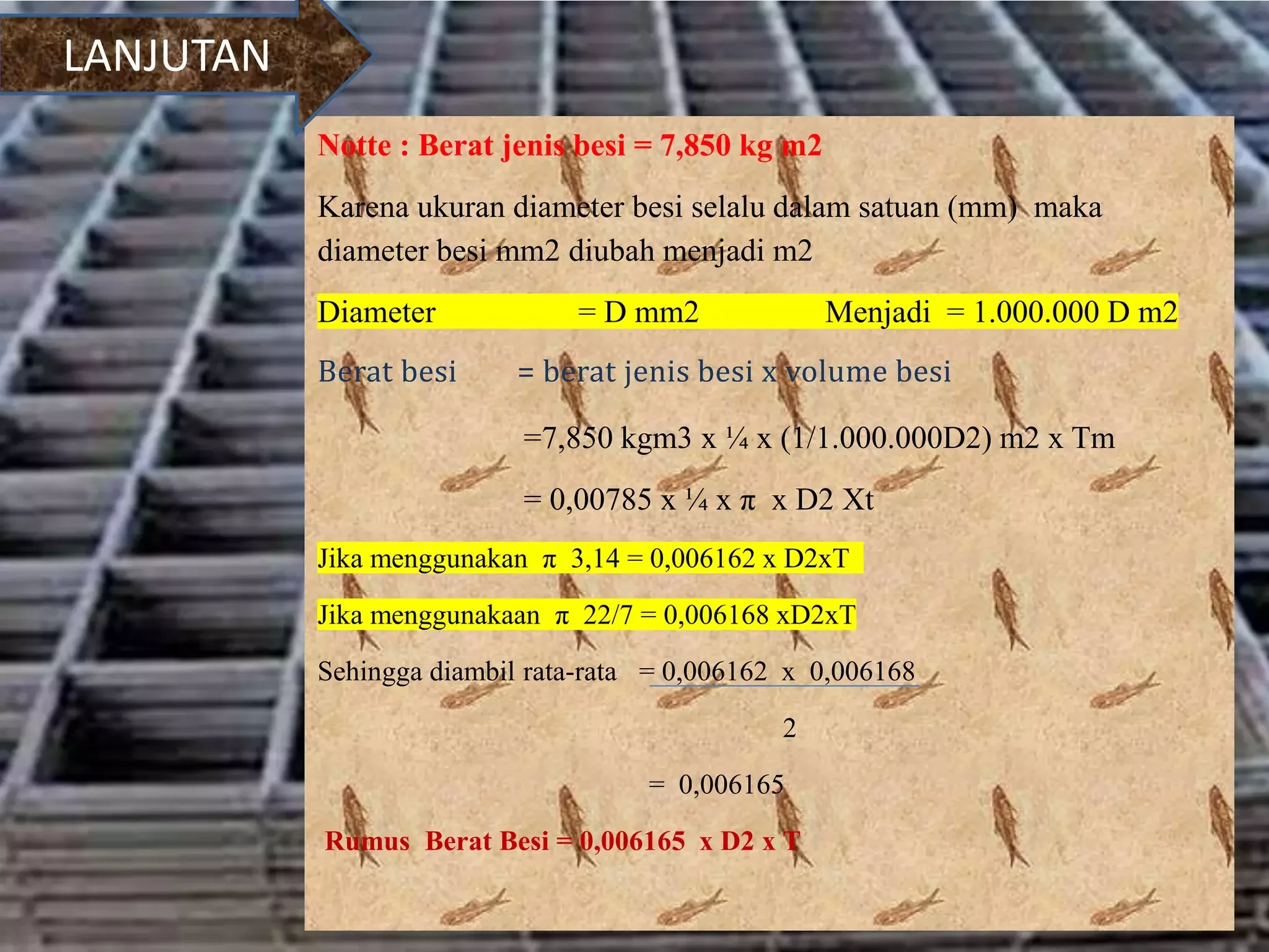 menghitung kebutuhan estimasi besi balok bangunan